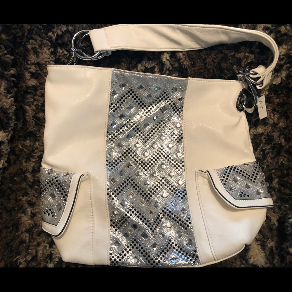 White and Silver pocketbook, never used